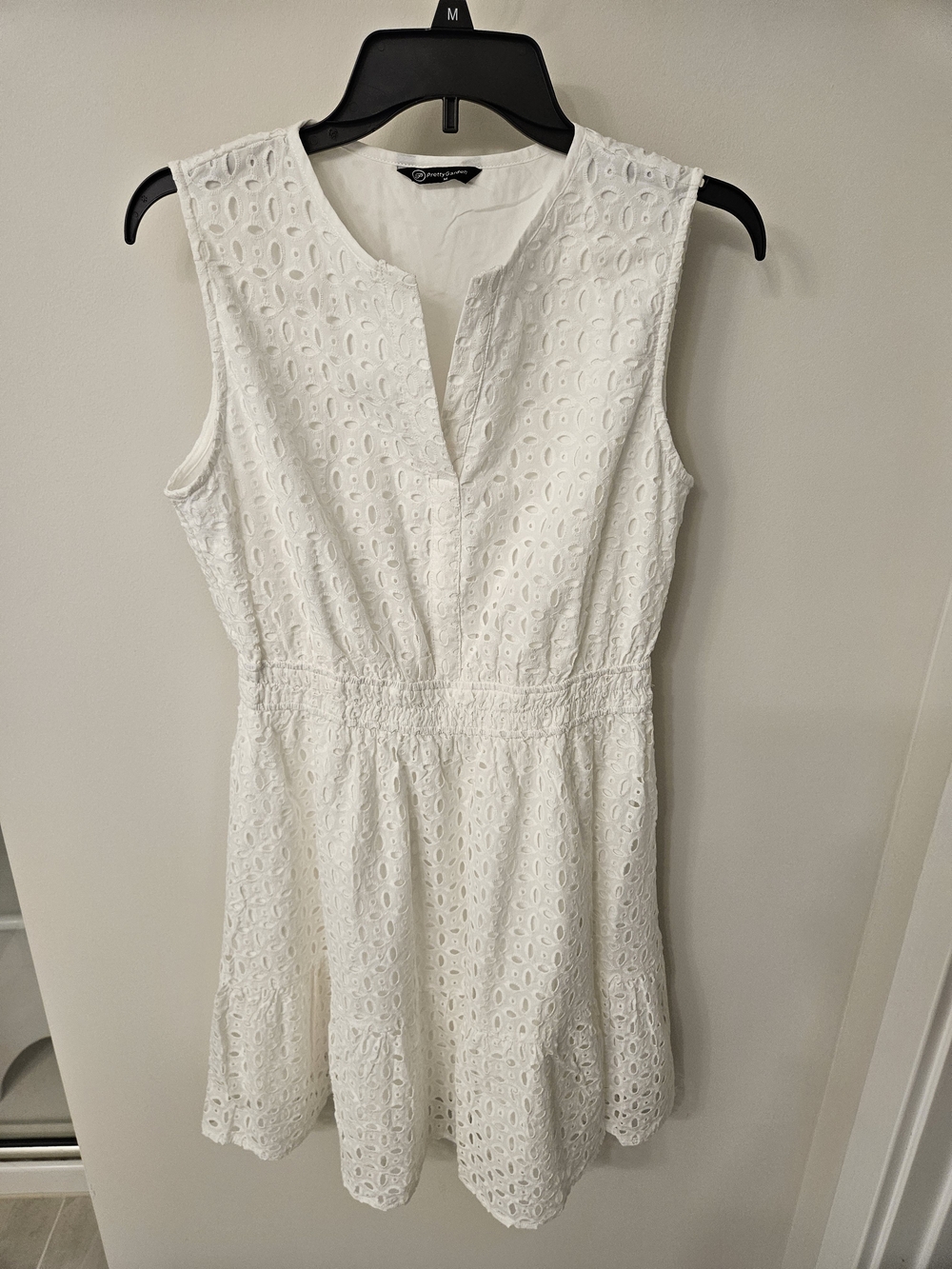 Eyelet Sleeveless White Dress - Unknown Brand